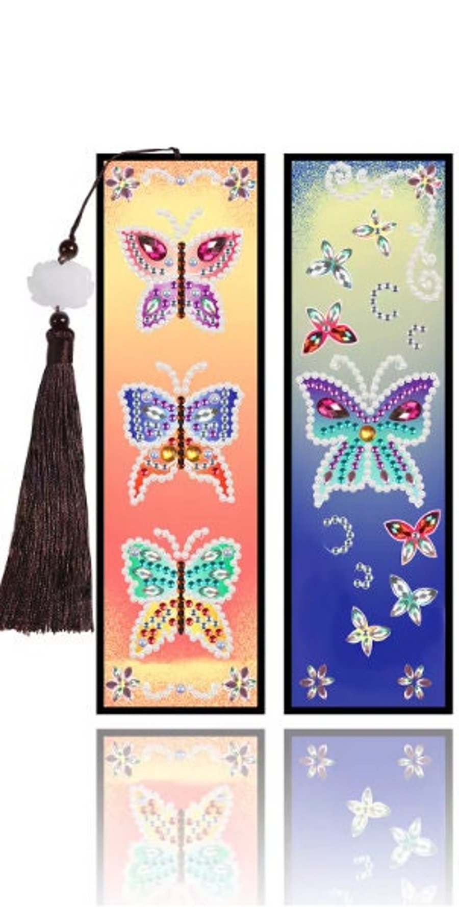 2pcs 5D DIY Colourful Butterfly Diamond Painting Bookmarks Kit Rhinestone Craft 