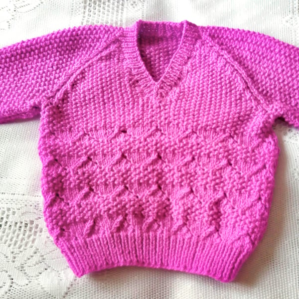 Child's Chunky Jumper with A Lacy Pattern, Gift Ideas for Children