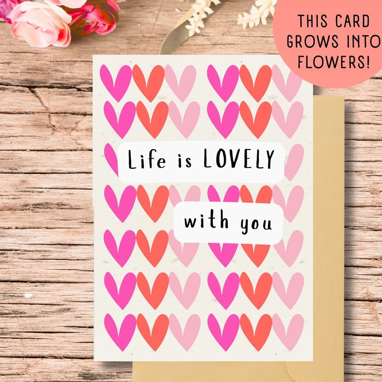 Plantable valentines Card, Seed Paper Card, Handmade