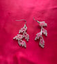 Handmade Pink Beaded Leaf Earrings - Delicate Drop Earrings 