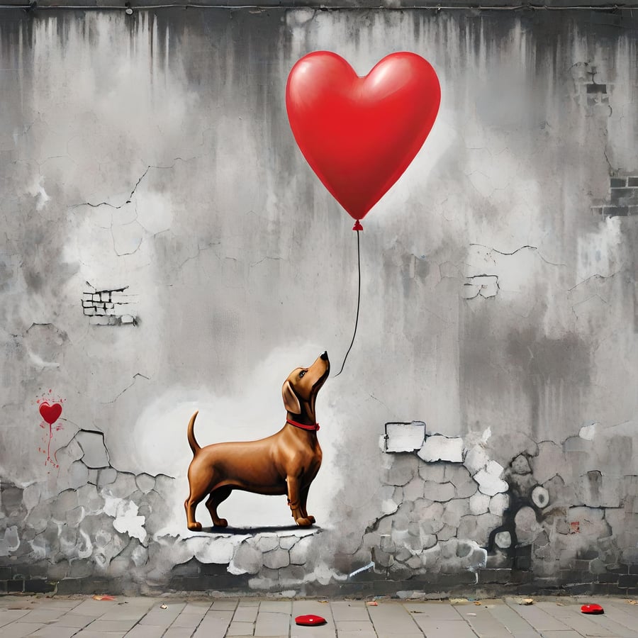 Digital Download of Sausage Dog Heart Wall Print 