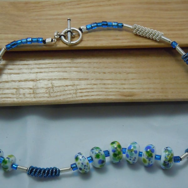 Artisan Lampwork glass bead necklace