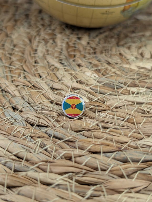 Grenada Flag Map Pin – Caribbean Travel Map Push Pin for Wooden Maps, Grenada