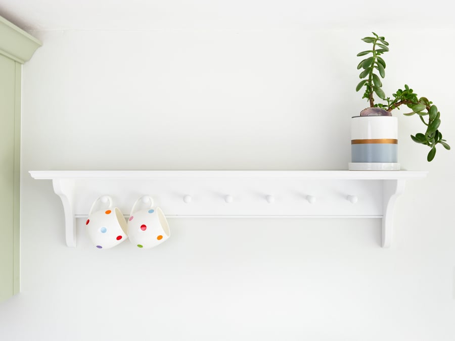 Shaker Peg Shelf Ready to Paint at Home, Coat Rack, Kitchen Peg Shelf, Coat Hook