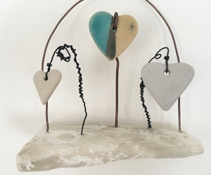 Driftwood wall hanger, pottery hanger, wire art, wire sculpture, home decor