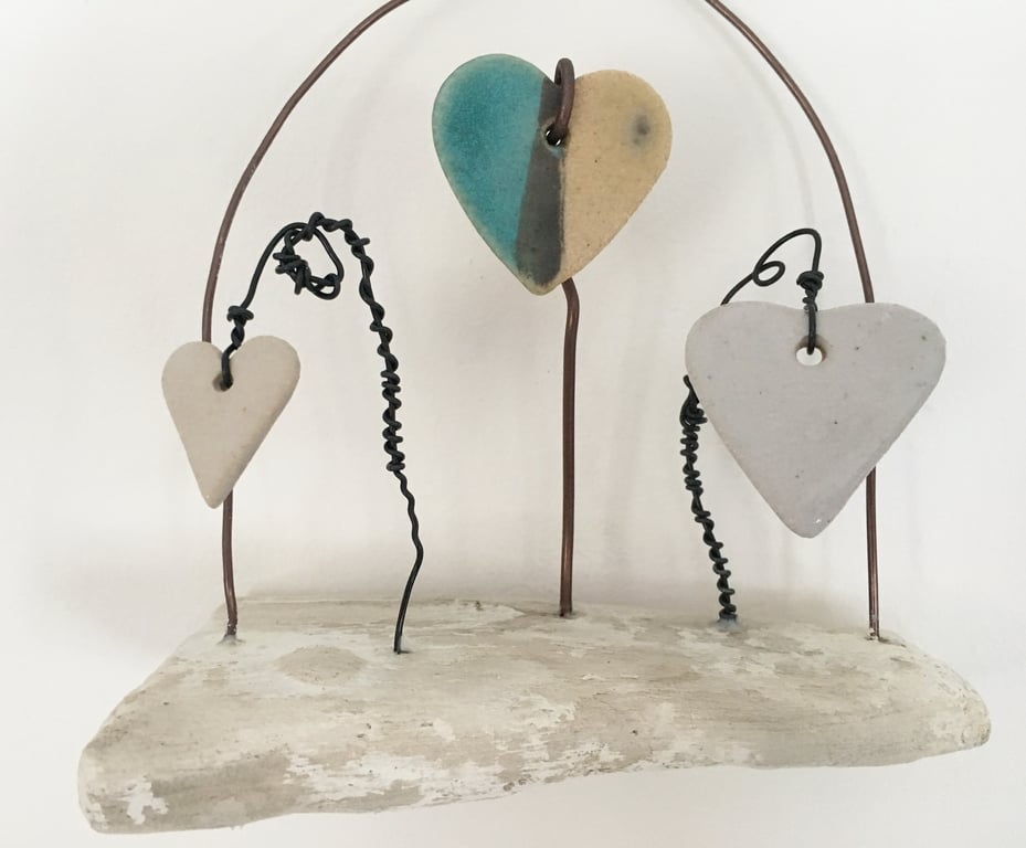 Driftwood wall hanger, pottery hanger, wire art, wire sculpture, home decor