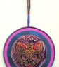 DDCM21 - Cat Skull Metal Mandala Wall Hanging-17.5cm diameter- Mauve-Lilac-Gold - Image 2