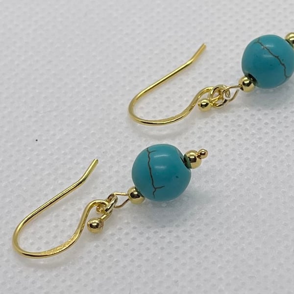Real Turquoise Drop Earrings 