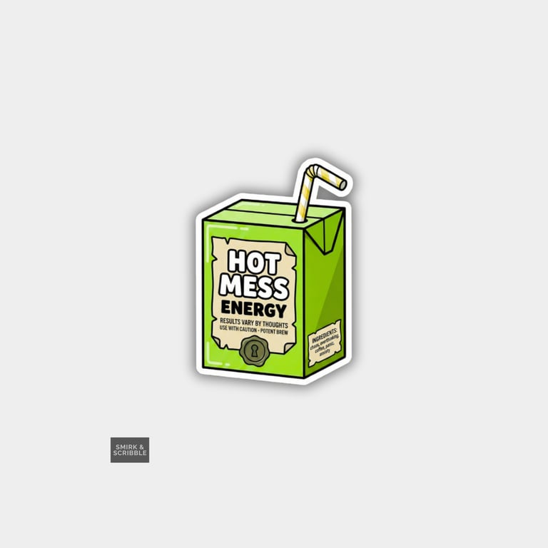 Funny Cheeky Juice Box Sticker For Adults - Hot Mess Energy