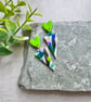 Zingy Lime Green and Stretch Multicoloured Polymer clay Triangle Earrings 