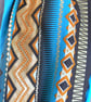 Infinity scarf (two tone, plain turquoise and  turquoise and gold Aztec print ) - Image 10