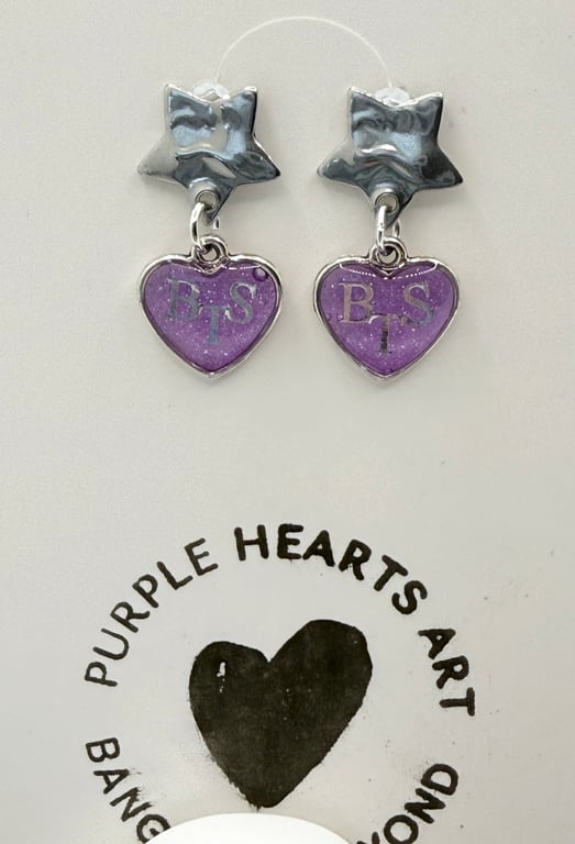 BTS inspired heart drop earrings for pierced ears