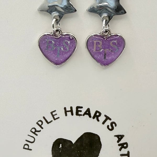 BTS inspired heart drop earrings for pierced ears