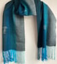 Deep Blue Sea Handwoven Herringbone Merino and Silk Scarf