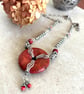 Statement Red Coral and Sterling silver necklace