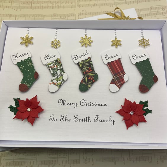 Personalised Family Christmas Card With Gift Box