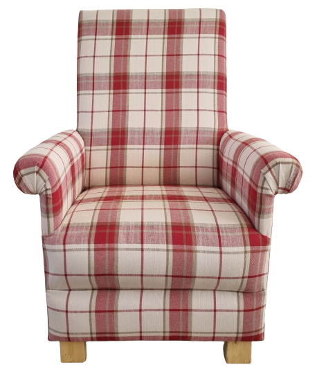 Laura Ashley Highland Check Cranberry Red Fabric Adult Chair Tartan Accent