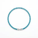 Lake Blue 5A Zircon Tennis Bracelet Stainless Steel Stackable Handmade