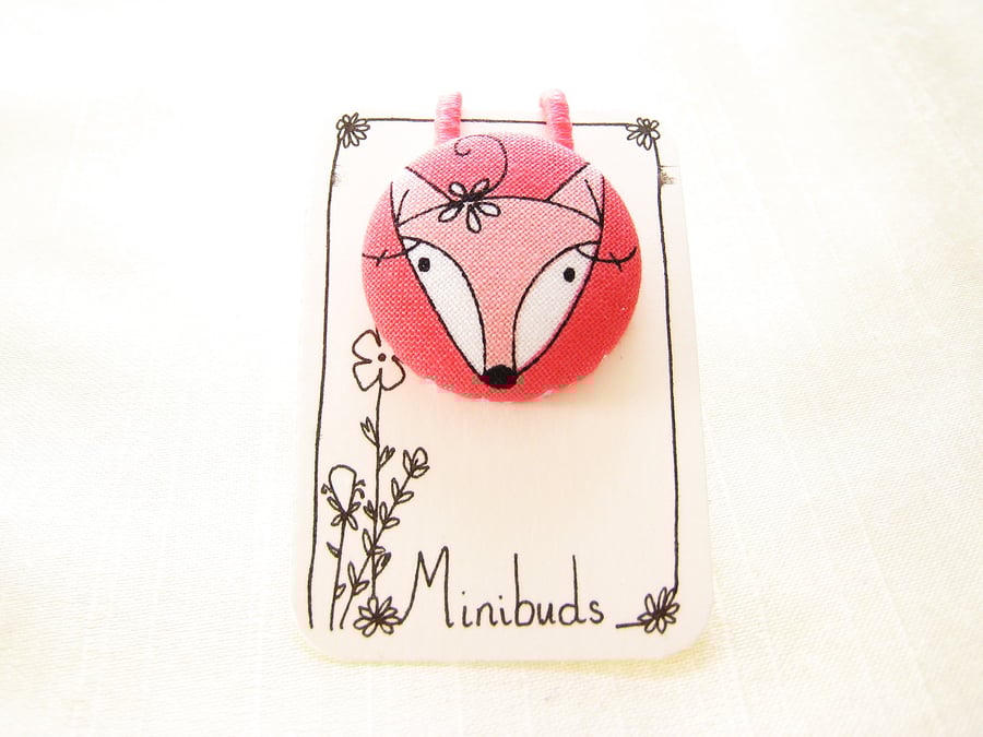 Fox ponytail holder single fabric covered button 29mm