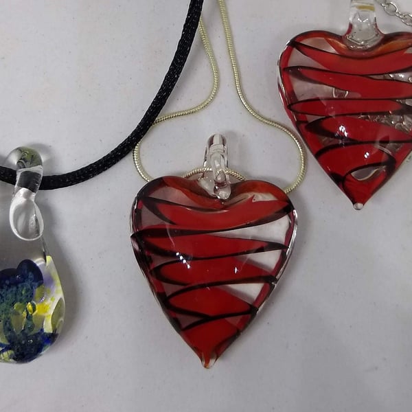 Murano Glass Pendants Heart or Flower