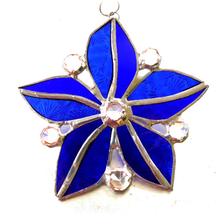 Crystal Star Flower Suncatcher Stained Glass 008 Blues