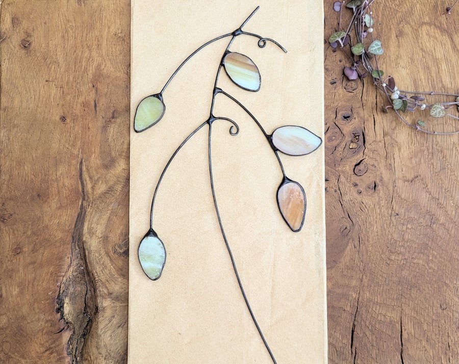Stained Glass Hop Vine, Hop Spray on Stem, Real Ale Autumnal Gift