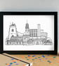 Sutton Coldfield Skyline Art Print - Image 2
