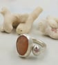 Rose Cut Peach Moonstone Slice Ring - Image 5