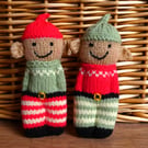 Handmade knitted pair of pocket dolls - elves