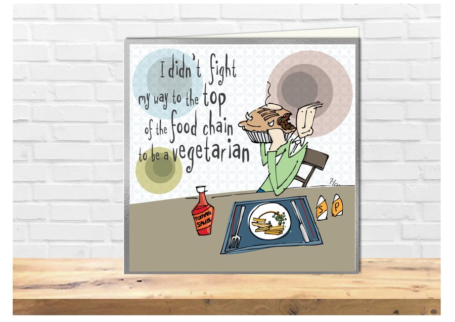 Funny Cartoon Bloke For meat eating men at the top of their game birthday card