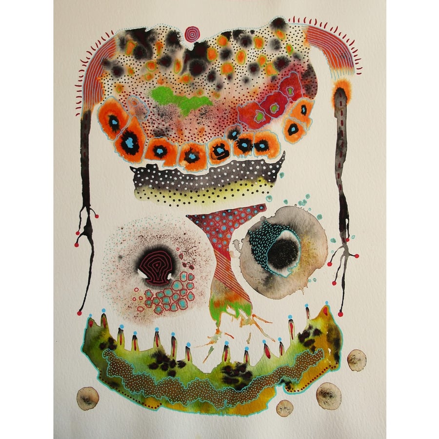 Watercolour Abstract Painting Organic Natural Forms Colourful Original Artwork 