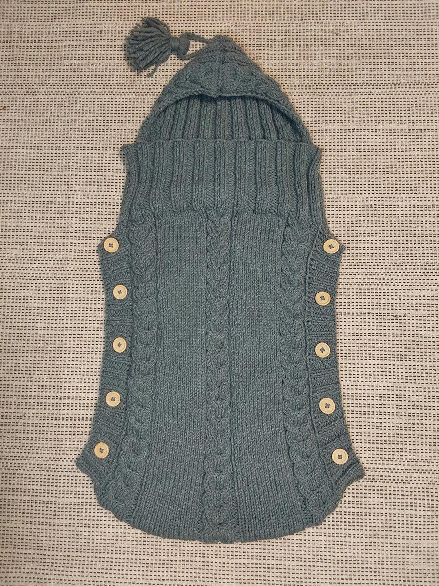 Hand knitted aran baby pram stroller liner 0-3 months