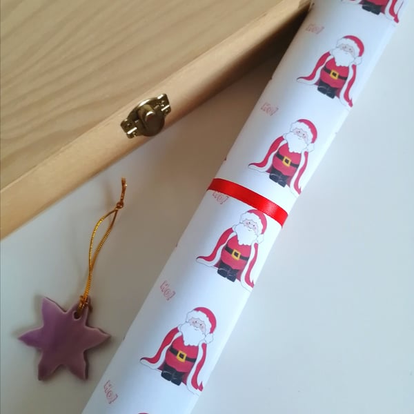 Santa Claus Christmas Present Gift Wrap, recycled paper