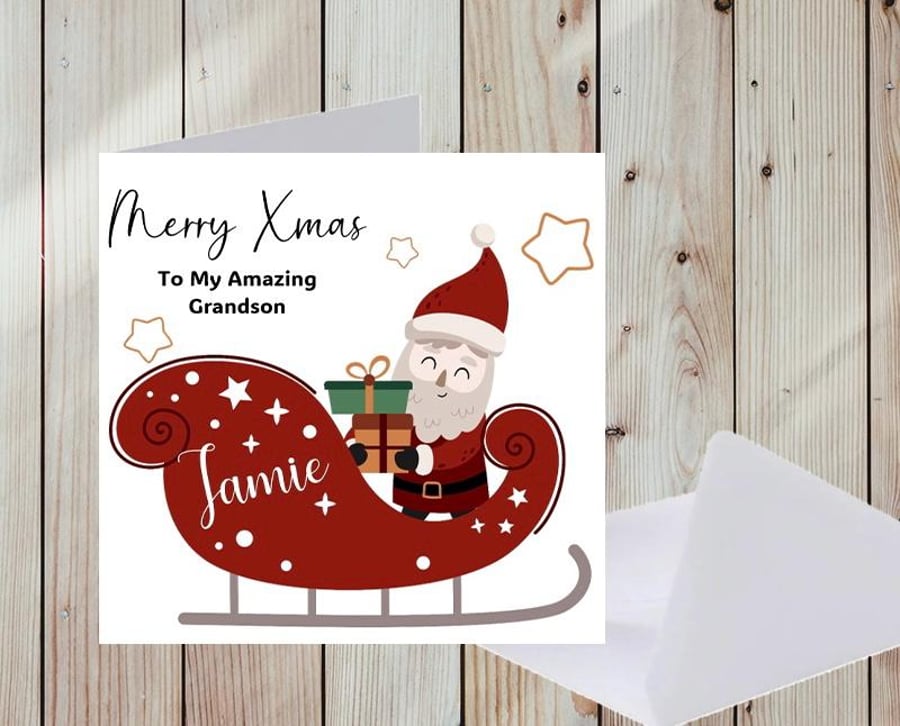 Christmas Card, Handmade and personalised, Father Christmas Card