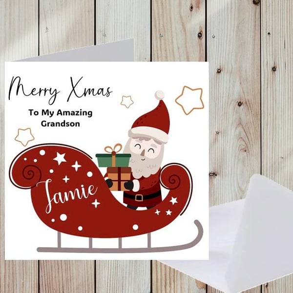 Christmas Card, Handmade and personalised, Father Christmas Card