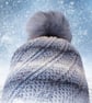 Crochet hat, beanie. Grey and white ombre ladies swirl pom pom hat. Ladies hat. - Image 6