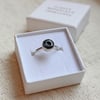 Vintage button ring, onyx black ring