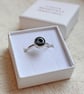 Vintage button ring, onyx black ring