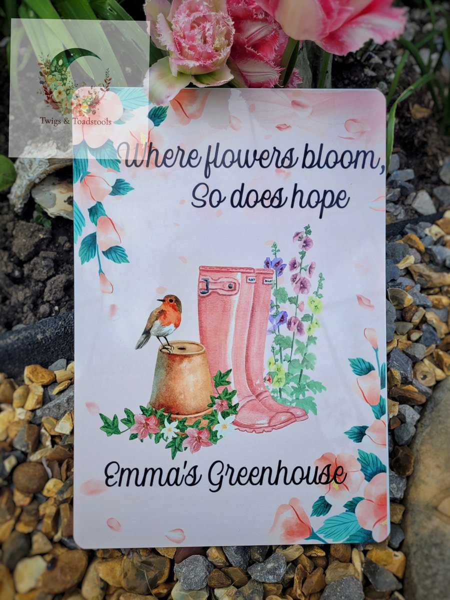 Personalised metal greenhouse sign A5