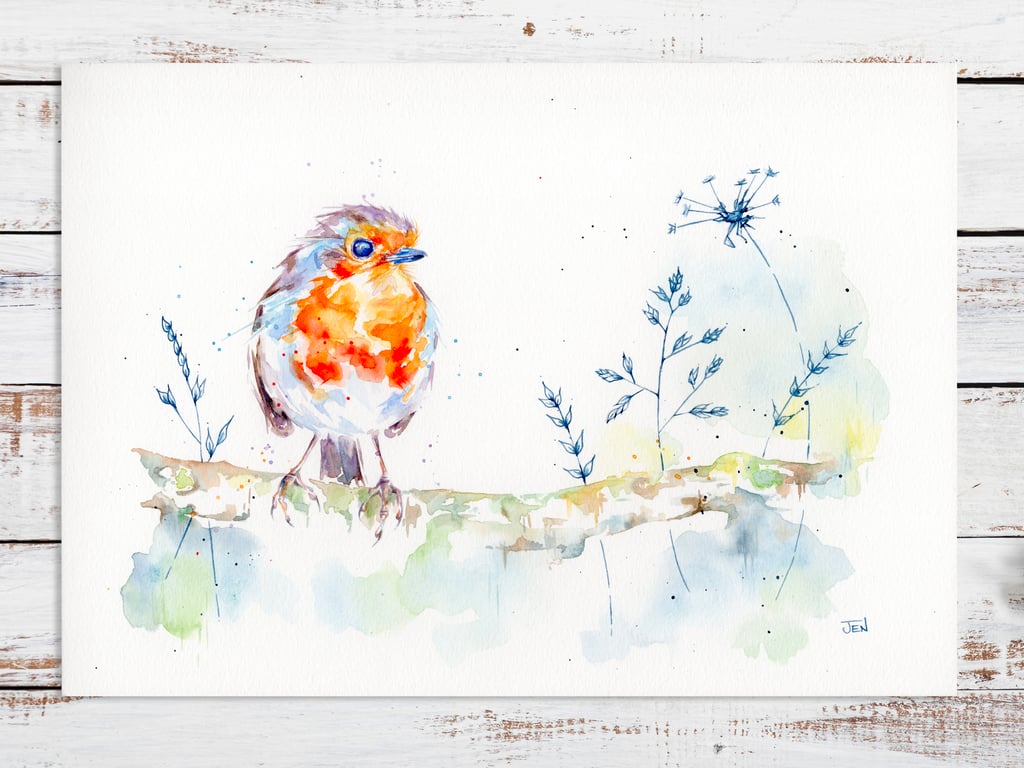 The Faithful Robin, original watercolour painting