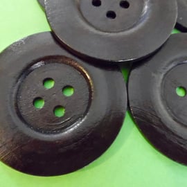 6cm Raised Edge DARK BROWN  Large Wood  Buttons 