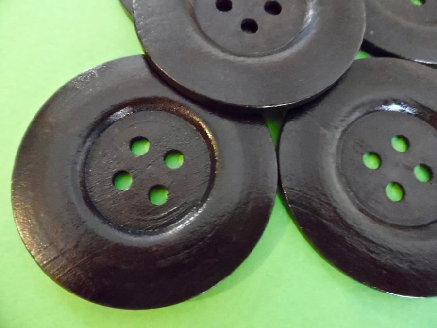 6cm Raised Edge DARK BROWN  Large Wood  Buttons 