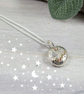 Silver Pebble Necklace with Moon and Copper and Brass Accents
