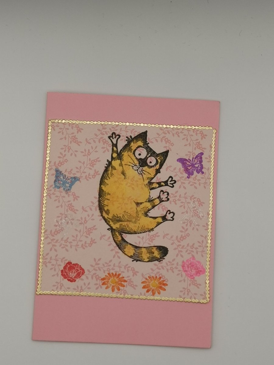 Handmade Jumping Cat Card