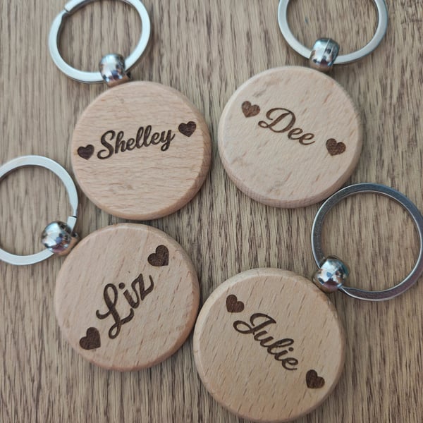 Personalised wooden keyrings