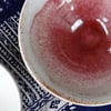 Stoneware bowl in cerise and white - handmade pottery
