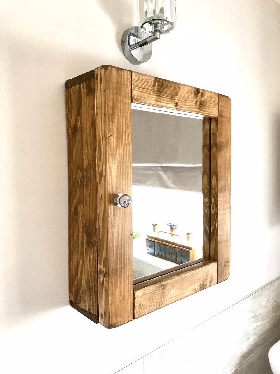 Bathroom Cabinet, Handmade Mirrored Cabinet, Rustic English Solid Timber Cabinet