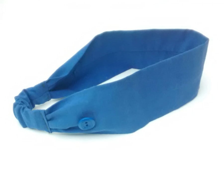Ukraine Charity Donation, Blue Headband with Side Buttons for Face Mask