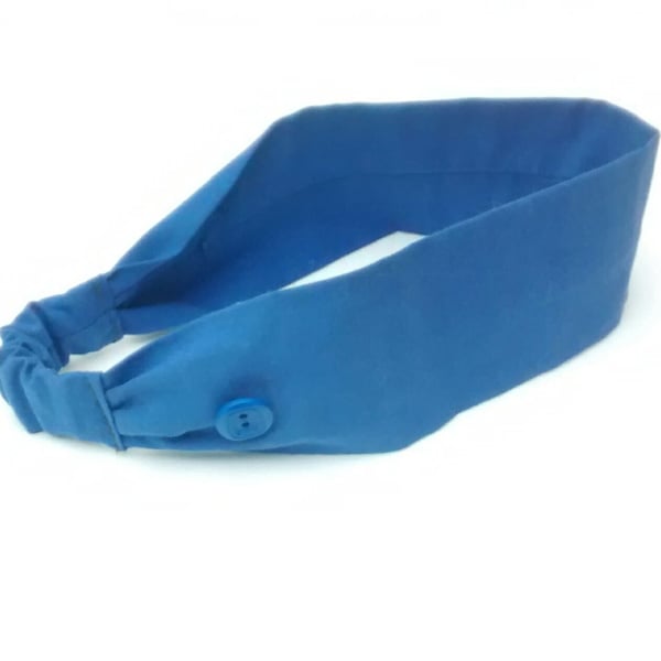 Ukraine Charity Donation, Blue Headband with Side Buttons for Face Mask