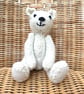 Handmade 8" White Teddy Bear knitted in 100% Wool - Image 4